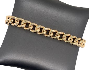 Tobillera de eslabones cubanos de oro amarillo de 14 quilates