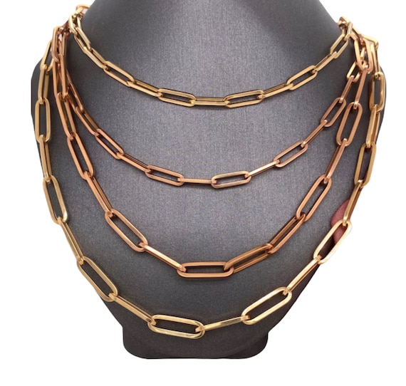 22 Inch Large Paperclip Chain Necklace in 18k Gold Vermeil
