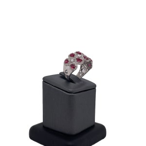 18K Solid White Gold Diamond and Ruby Ring, Diamonds, Rubies, Diamond Ring, White Gold, Cocktail Ring, Gorgeous Statement Piece Ring image 5