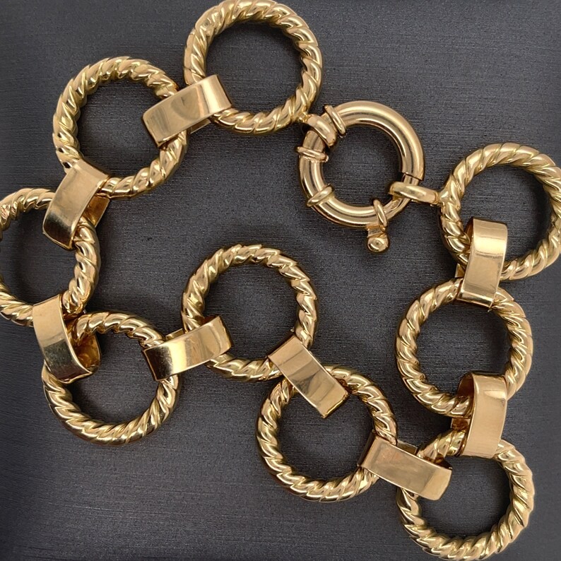 14K Italian Gold Rope Braided Textured Open Round Link - Etsy