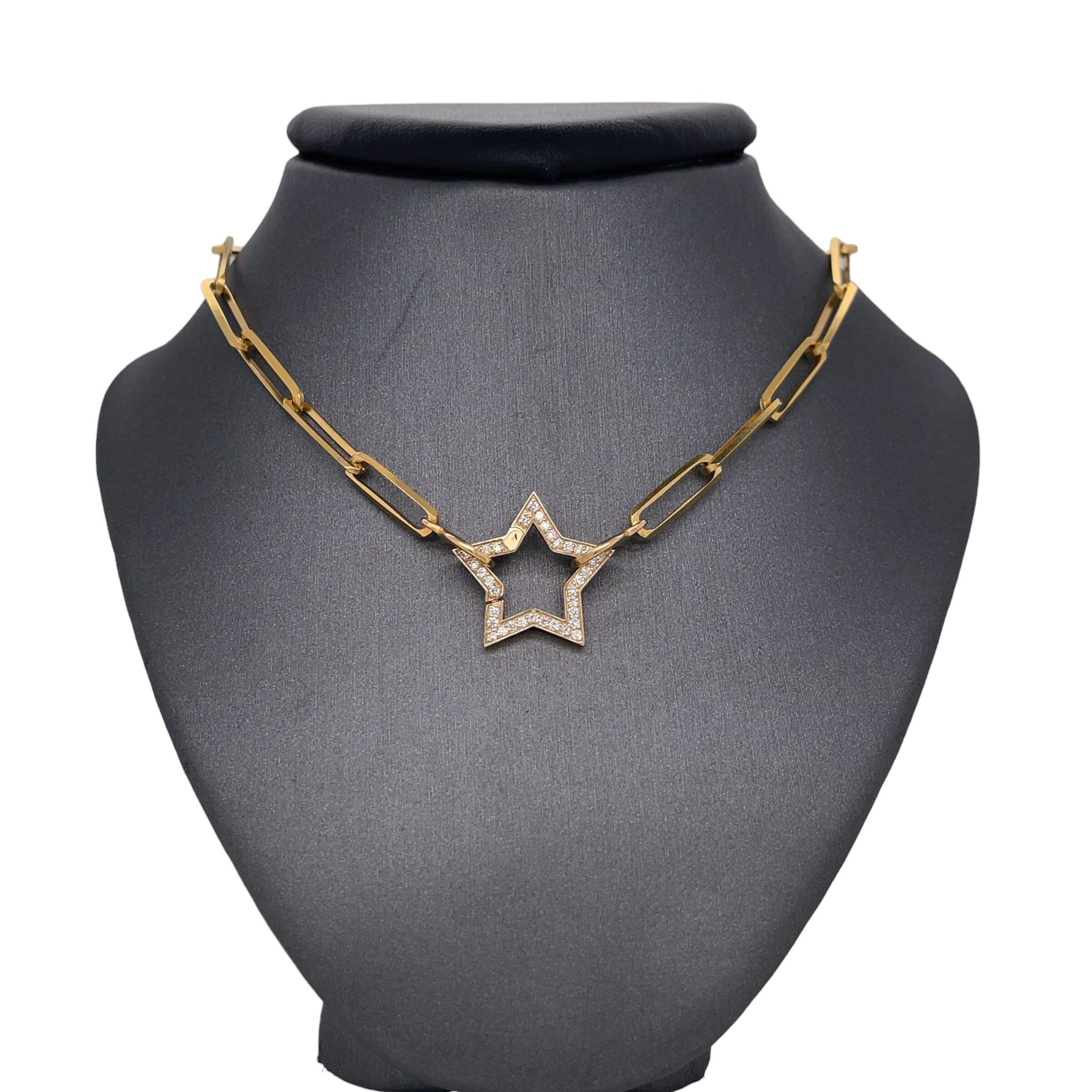 14K Solid Yellow Gold Diamond Star Connector, Diamonds, Star