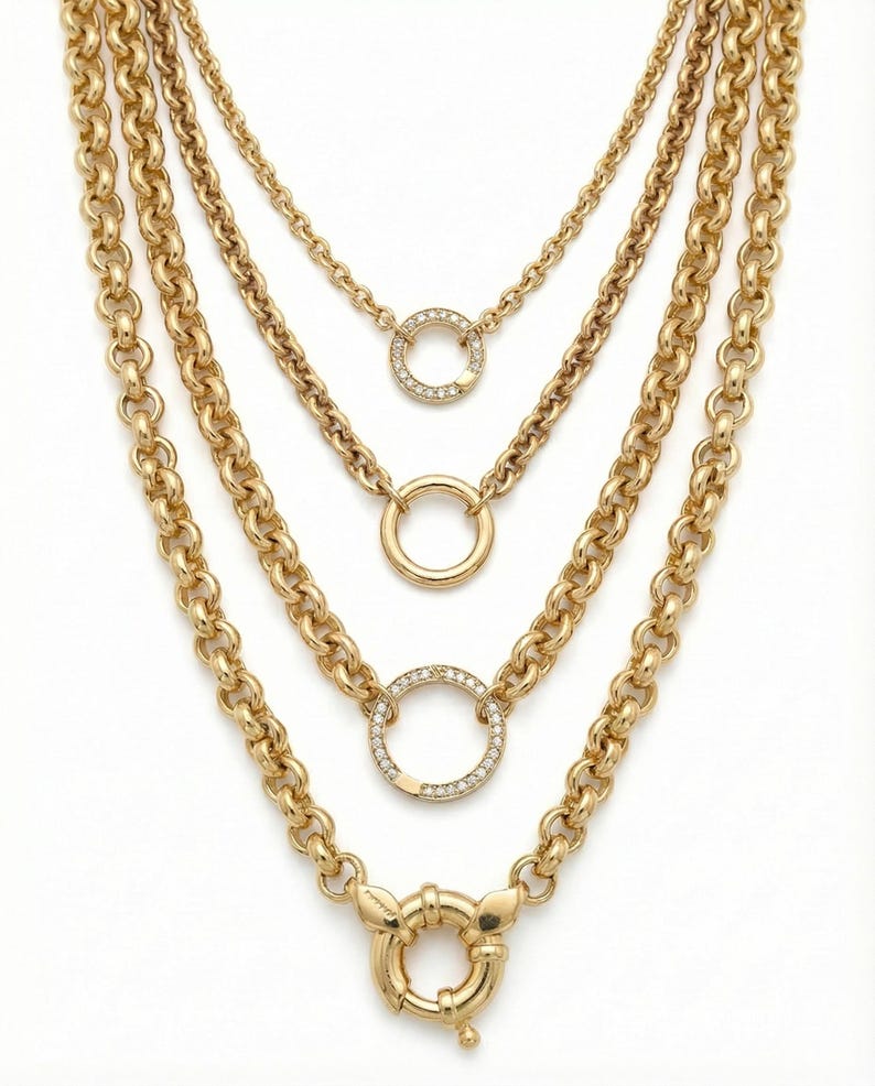 14K Italian Gold Belcher Rolo Link Chain image 2