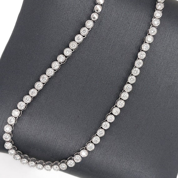 14K Solid White Gold Bezel Set Diamond 