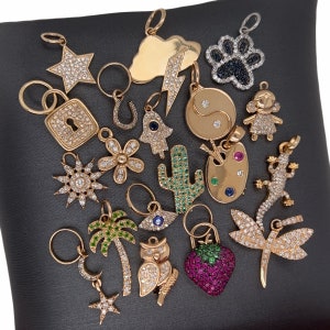 14K Gold Diamond Gemstone Mini Charms