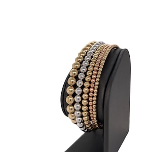 14K Solid Gold &quot;Copenhagen&quot; Beaded Ball Cuff Bangle, Yellow Gold, Rose Gold, White Gold, Cuff Bangle, Beaded Ball Bangle Bracelet