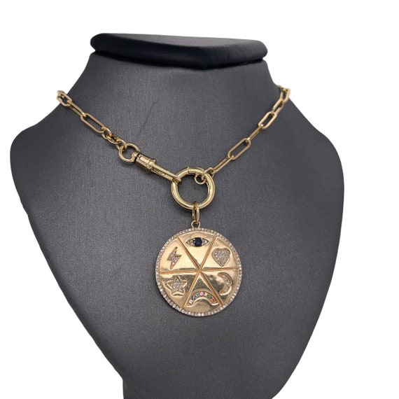 14K Gold Polished Moon & Star Multi-Strand Necklace 14K Gold Polished Moon & Star Multi-Strand Necklace