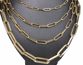 Lionheart™ 14K Solid Gold, Solid Heavy Link, Paperclip, Paperclip chain, Oval link, Layering chain Necklace