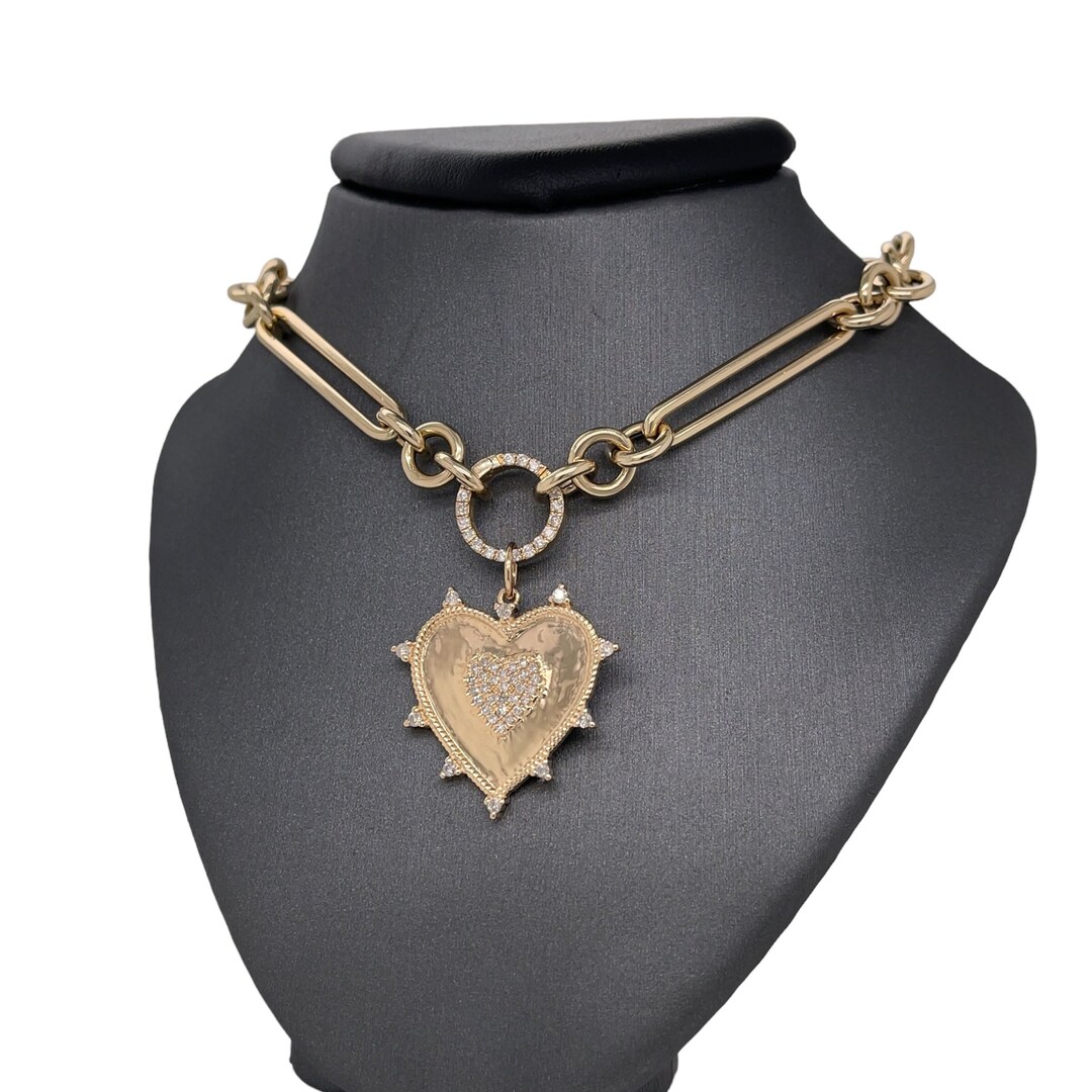 Lionheart™ 14K Solid Yellow Gold Diamond Heart Charm, Diamonds, Diamond Heart, Spiked Heart