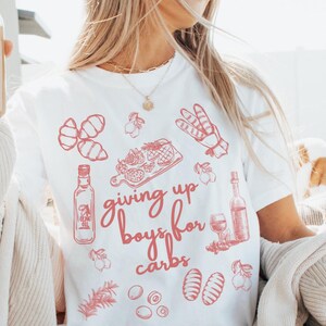 Carbs Shirt Gnocchi Shirt Giving Up Boys Funny Food Shirt Retro Graphic Tee Vintage Aesthetic Food Lover T-Shirt Italian Foodie Pasta Shirt