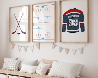 Set di maglie da hockey personalizzate: decorazioni per la cameretta dei ragazzi (download digitale)