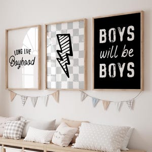 Boys Room Wall Art: Lightning Bolt, Boyhood Prints (Digital Download)