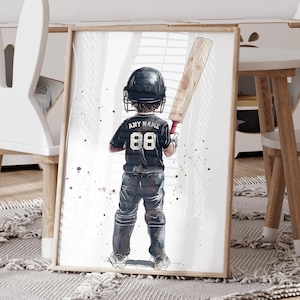 Cricket Poster, Boys Cricket Gift, Cricket Wall Art, Cricket Decor, Custom Name And Number, Digital Download