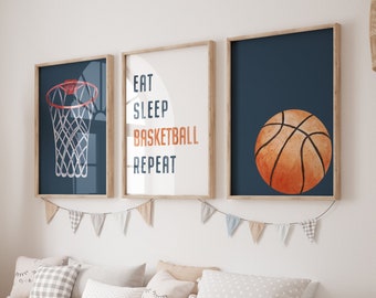 Basketball Room Decor for Boys, Basketball Art, Set of 3 Basketball Prints, Sport Bedroom Decor, Sport Fan Gift Wall Art, Digital Download