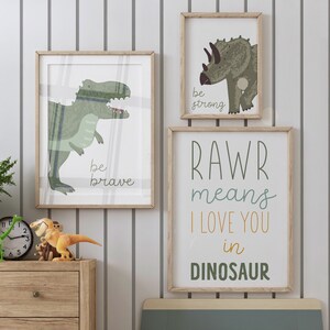 Dinosaur Wall Art, Set of 3 Nursery Printables, Nursery Wall Art, Dino ...