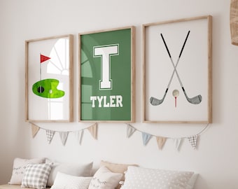 Personalized Golf Nursery Set of 3 Prints - Digital Download