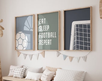 Football Bedroom Decor, Football Art, Set of 3 Football Prints, UK Football Fan Gift, Football Posters, Instant Download