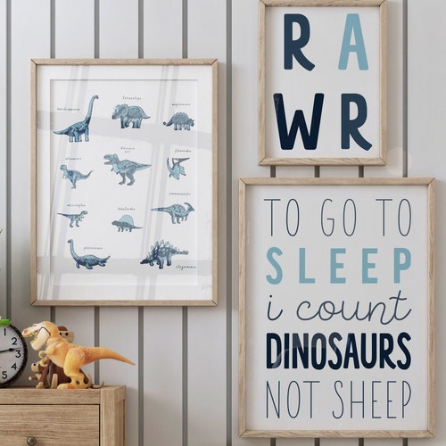 Set of 6 Dinosaur Nursery Prints Nursery Wall Art Dinosaur - Etsy