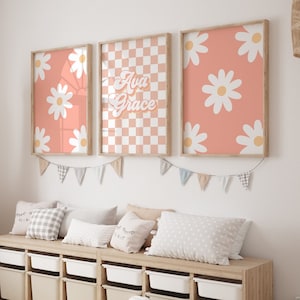 Daisy Name Wandbild: Groovy Girl Kinderzimmer Poster (3er Set) (Digitaler Download)