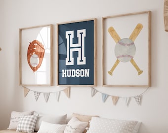 Baseball Nursery Prints, Sport Nursery Wall Art, Baseball Artwork, Baseball Wall Art, Boys Room Decor, Set of 3 Prints, Digital Download