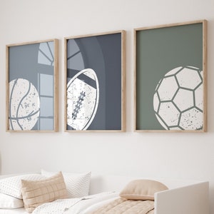 Láminas deportivas, decoración de dormitorio infantil, láminas de pelotas, arte de pared para habitación infantil, lámina de fútbol, póster de baloncesto, lámina de fútbol americano, arte imprimible