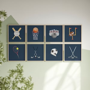 Sports Nursery Bundle, Navy Nursery Decor, Boys Bedroom Decor, Sports Wall Art, Set of 8 Sports Printables, Instant Digital Download