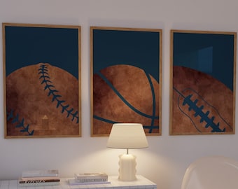 Sports Nursery Decor: Baseball, Basketball, Football Prints (Digital Download)