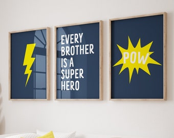 Superhero Prints, Boys Room Decor, Super Hero Poster, Kids Room Wall Art, Superhero Nursery, Set of 3 Prints, Digital Download
