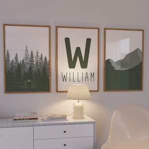 Mountain Nursery Decor, Forest Nursery Art, Custom Name Prints, Wilderness Nursery, Woodland Nursery Decor, Nursery Printable
