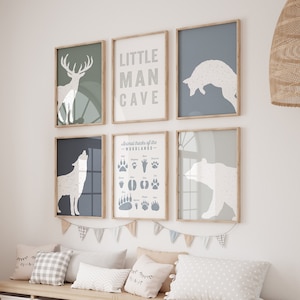 Woodland Animal Prints: Forest Nursery Decor, Set of 6 (Digital Art)