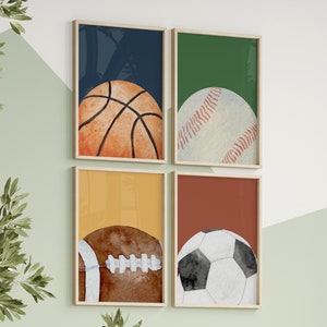 Sports Ball Prints: Watercolor Art for Boys Room (Digital Download)