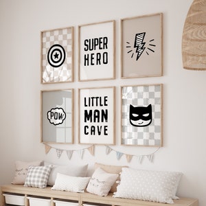 Superhero Prints, Set of 6, Nursery Wall Art, Superhero Decor, Superhero Nursery, Nursery Decor, Nursery Printable, Instant Download