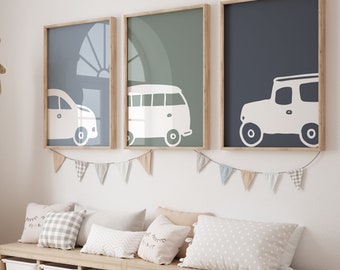 Car Prints Set: Boys Room Vehicle Art (Digital Download)