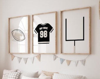 Juego de 3 pósteres imprimibles personalizados de fútbol para guardería