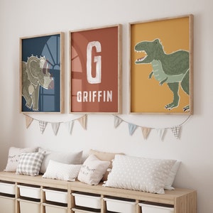 Dinosaur Prints for Boys Room, Nursery Decor, Dinosaur Set of 3 Prints, Boys Room Decor, Nursery Wall Art, Digital Download