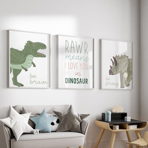 Dinosaur wall art, Set of 3 nursery printables, Nursery wall art, Dino wall art, Dinosaur nursery, Dino wall art, Dinosaur decor
