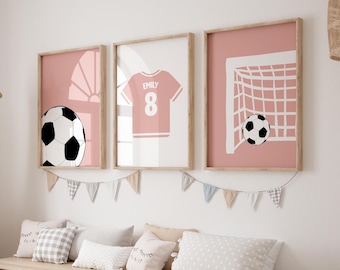 Girl's Soccer Prints: Custom Name Jersey, Set of 3 (Digital Download)