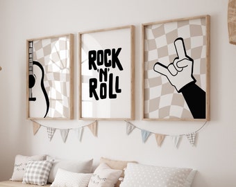 Rock 'N' Roll Nursery Poster, Music Themed Art, Neutral Nursery Decor, Boy Bedroom Wall Art, Nursery Printables, Digital Download