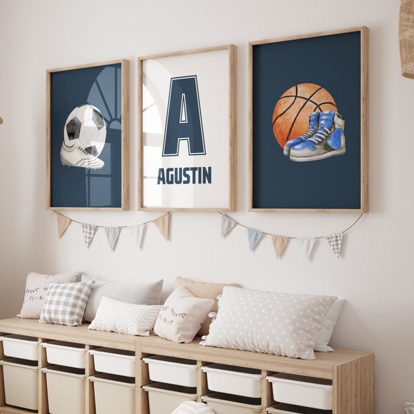 Láminas deportivas personalizadas para guardería: fútbol y baloncesto (descarga digital)