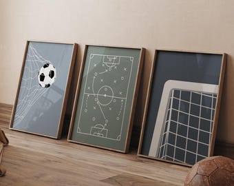 Soccer Wall Art Set of 3: Modern Prints for Boys Room (Digital Download)