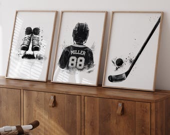 Láminas artísticas de hockey personalizadas: Decoración deportiva para habitación de niños (descarga digital)