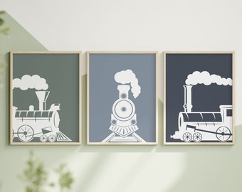 Train Prints, Steam Trains Wall Art, Train Nursery Decor, Transportation Decor, Locomotive Poster, Toddler Room Decor, Printable Art