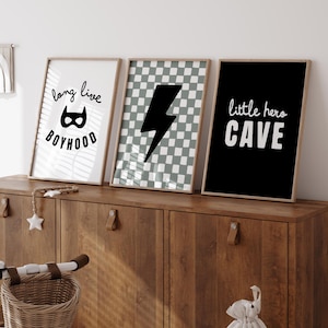 Superhero Boys Room Prints: Lightning Bolt Wall Art (Digital Download)