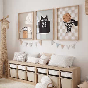 Basketball Nursery Prints, Basketball Printable , Set of 3 Posters, Personalized Jersey, Custom Name Jersey, Sport Prints, Streetball Art