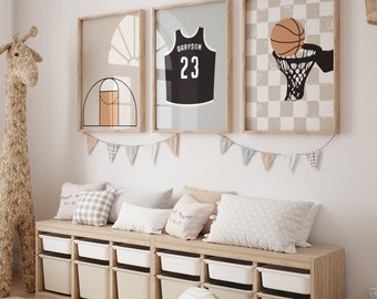 Basketball Nursery Prints, Basketball Printable , Set of 3 Posters, Personalized Jersey, Custom Name Jersey, Sport Prints, Streetball Art