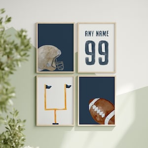 Watercolor Football Art Prints: Boys Room Decor (Digital Download)