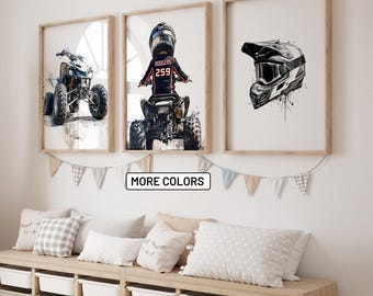 Personalized ATV Quad Bike Art Set, Four Wheeler Prints, Boys Room Decor (Digital Download)