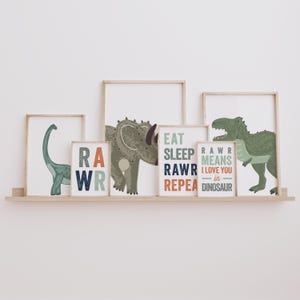 Dinosaur Nursery Prints: Boys Room Dino Art, Set of 6 (Instant Download)