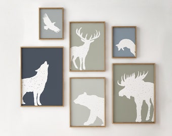 Forest Animal Prints: Woodland Nursery Decor, Set of 6 (Instant Download)