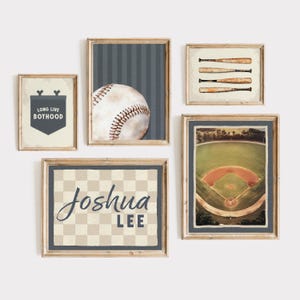 Arte mural de béisbol personalizado, bate de béisbol, campo de béisbol vintage, decoración de béisbol, impresiones de béisbol, decoración de habitación de niño, descarga digital