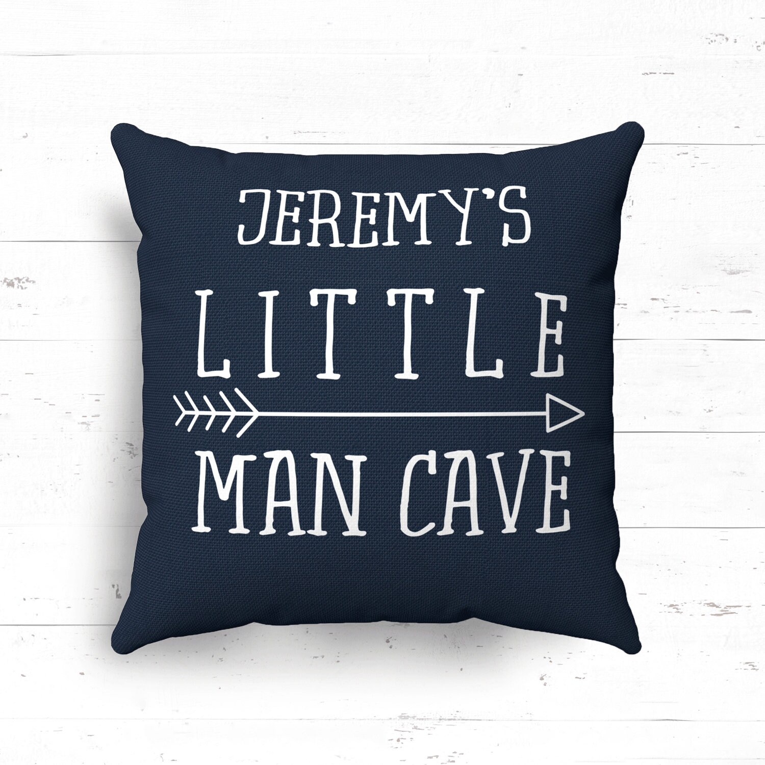 Little Man Cave Personalized Pillow Cover Navy Nursery Decor Etsy